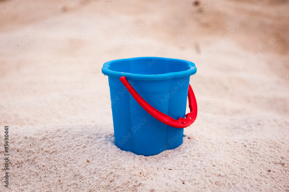 blue bucket with red handle blue bucket with red handle