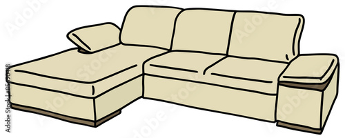 Hand drawing of a cream big couch