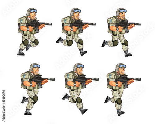 US Soldier Running Sprite