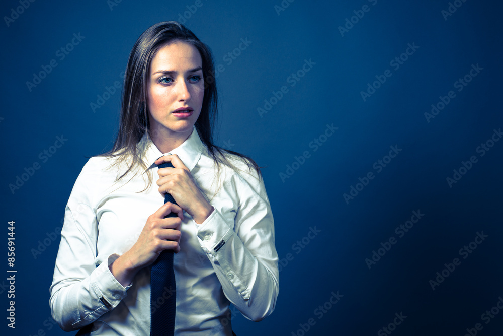 American Woman In White Shirt & Tie American Woman In White Shirt & Tie