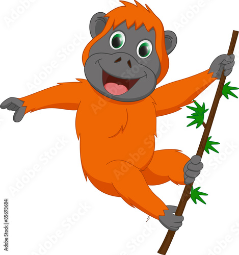 cute orangutan cartoon hanging