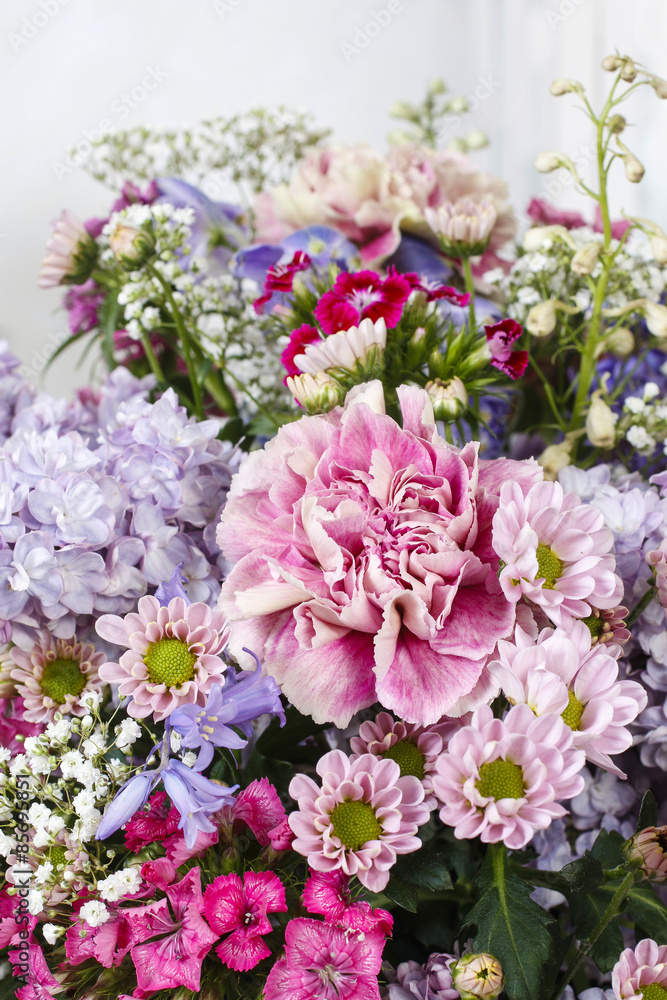 Bouquet of carnations, lilacs and chrysanthemums Bouquet of carnations, lilacs and chrysanthemums