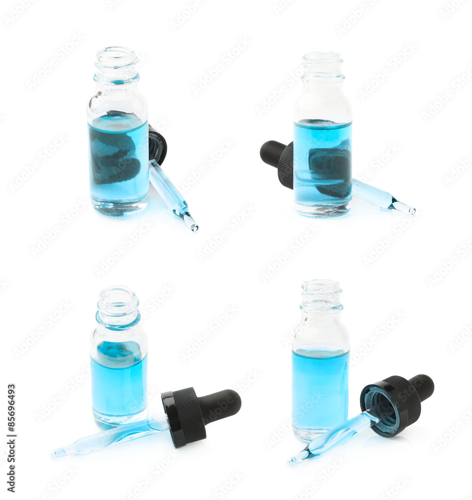 Small bottle with a pipette isolated Small bottle with a pipette isolated