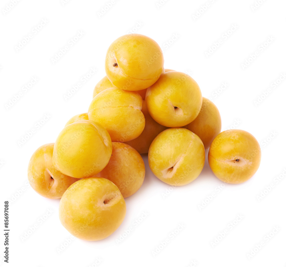 Pile of multiple yellow plums isolated Pile of multiple yellow plums isolated
