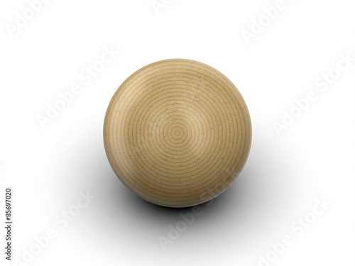 Wooden sphere on white background