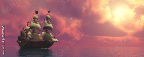 Fotografie Galleon Ship with Sails