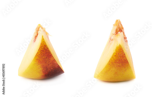 Peach fruit's slice isolated