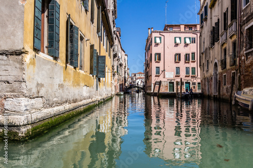 Street and canal view of Venice, Italy