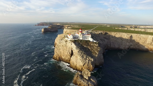 Aerial from the lighthouse Cabo Vicente in Sagres Portugal