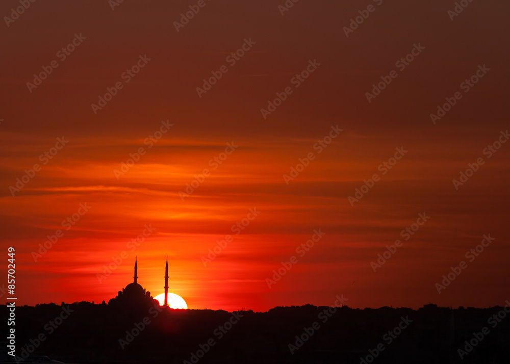 Obraz premium Mosque silhouette Istanbul