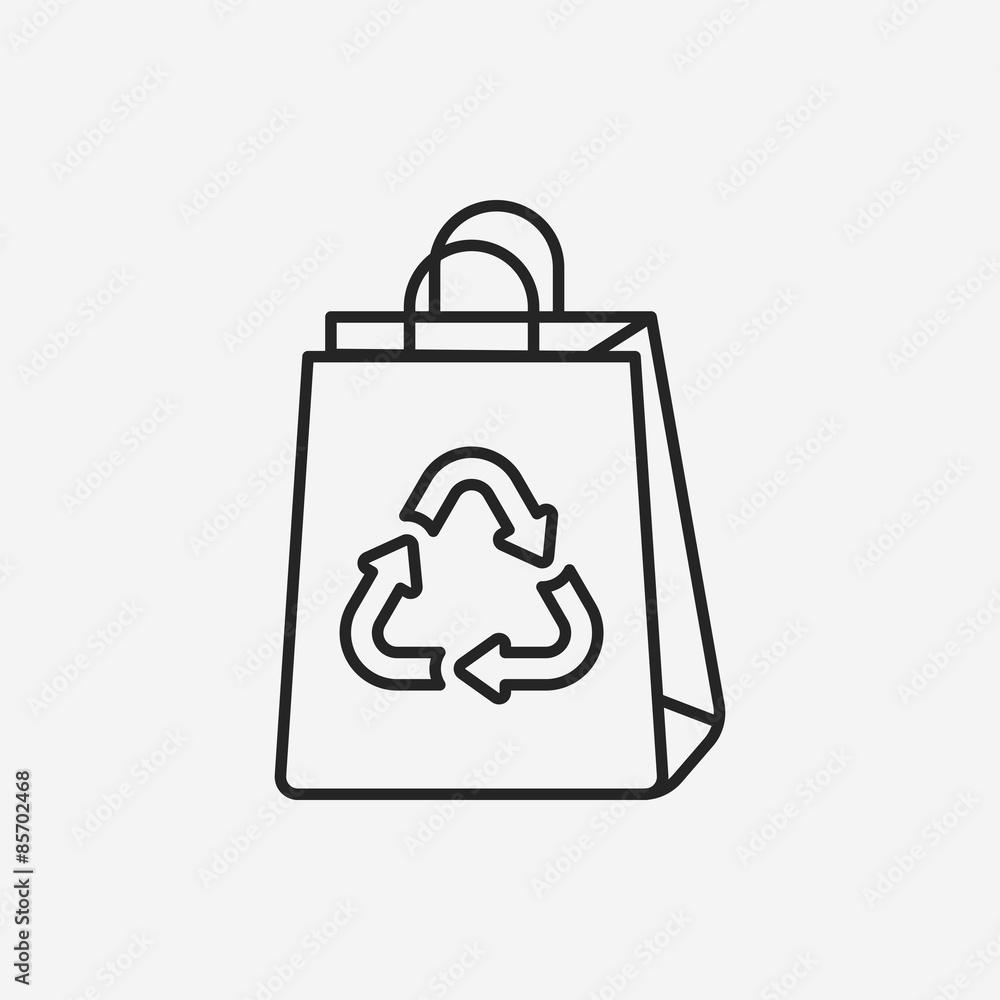 Environmental protection concept recycled shopping bag line icon