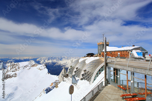 Winter snow covered mountain Zugspitze in Germany Europe. Great place for winter sports