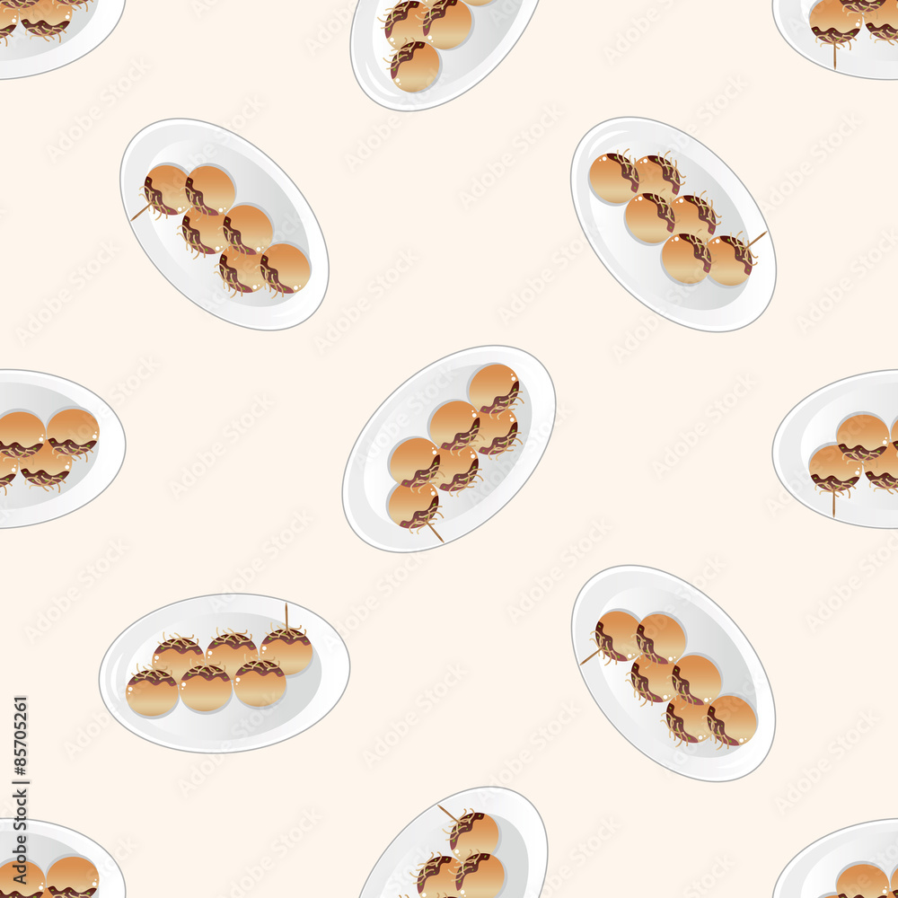 japanese food theme Takoyaki , cartoon seamless pattern background japanese food theme Takoyaki , cartoon seamless pattern background