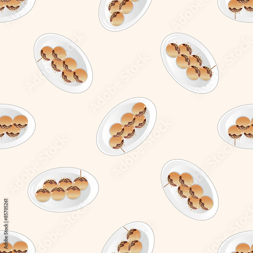 japanese food theme Takoyaki , cartoon seamless pattern background