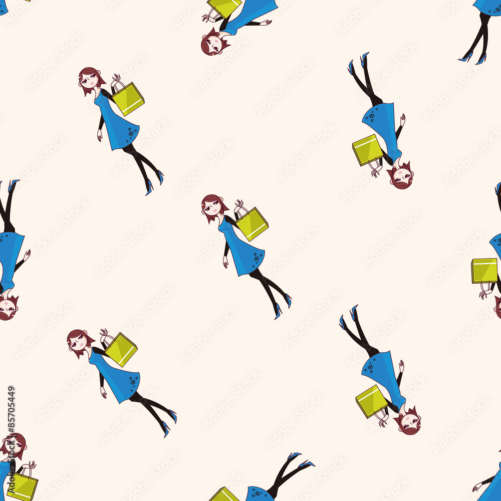 shopping girl , cartoon seamless pattern background shopping girl , cartoon seamless pattern background