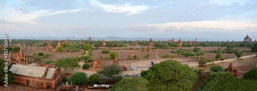 Panorama of Pagoda in Bagan Archaeological Zone at Myanmar
