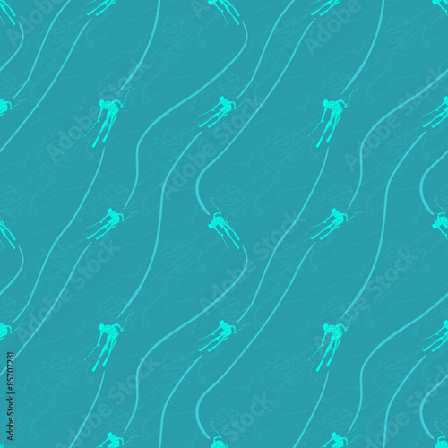 Ski downhill seamless pattern. Vector background
