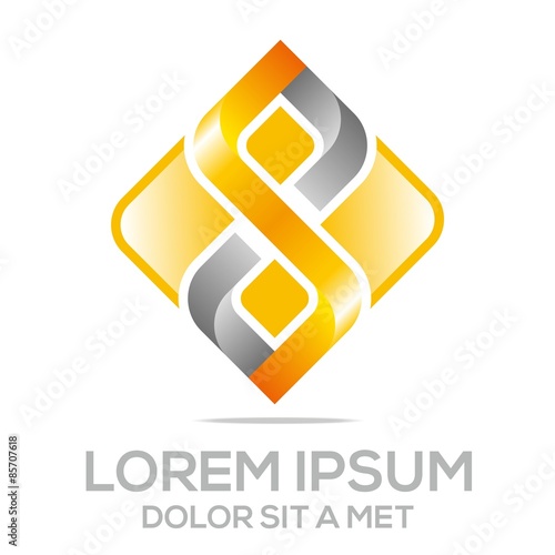 Logo infinity gold and silver vector icon