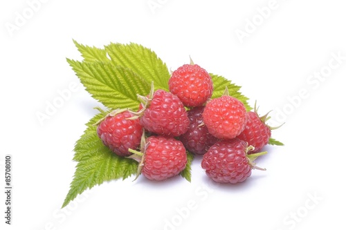  raspberries isolated on white background