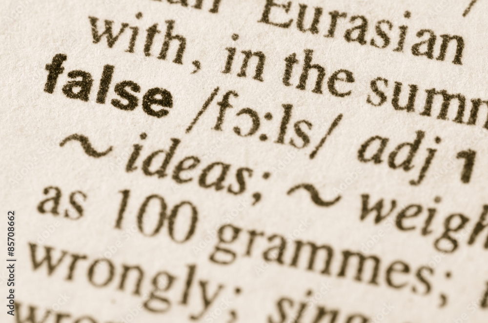Obraz premium Dictionary definition of word false
