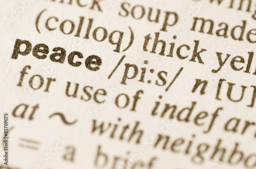 Dictionary definition of word peace