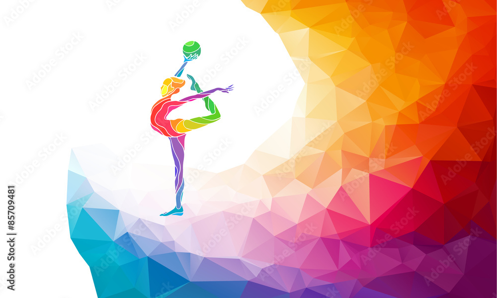 Creative silhouette of gymnastic girl. Art gymnastics with ball Creative silhouette of gymnastic girl. Art gymnastics with ball