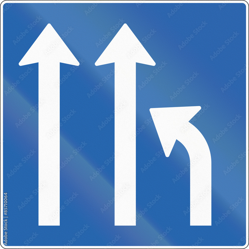 Icelandic road sign: Right lane ends - merge Icelandic road sign: Right lane ends - merge
