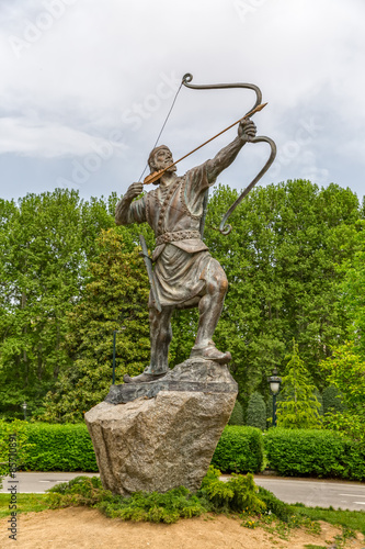 Aresh the Archer statue in park photo