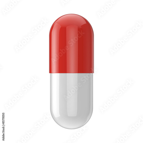 Realistic vector capsule pill isolated on white background