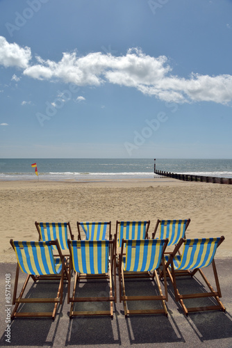 Deckchairs on beach at Bournemouth  Dorset