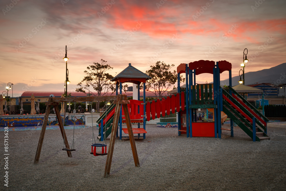Public playground for children in the park at the lighthouse of Patras Public playground for children in the park at the lighthouse of Patras
