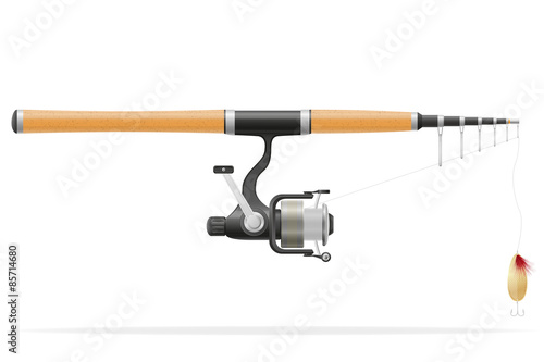 rod spinning for fishing vector illustration