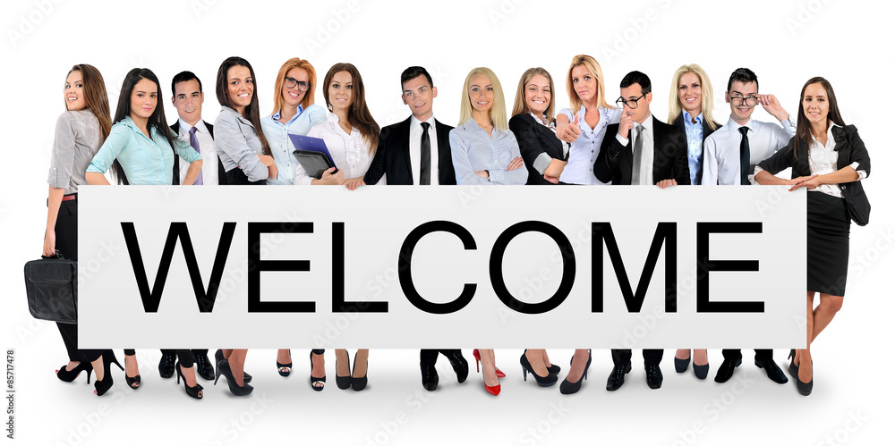 Welcome word on banner Welcome word on banner