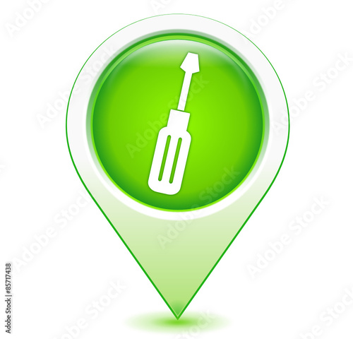 tournevis sur marqueur géolocalisation vert