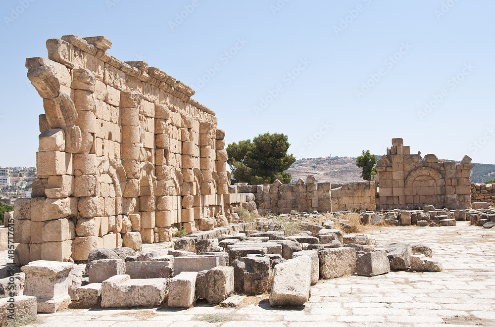 Amman citadel ruins with clear sky