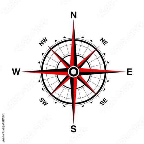 Compass red icon isolated on white background