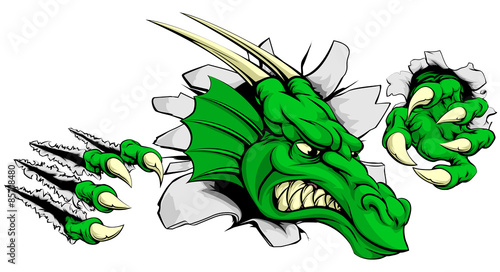 Dragon ripping through background
