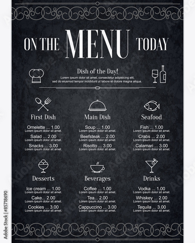 Retro restaurant menu design