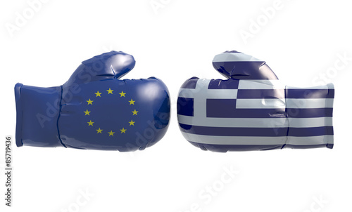 Boxing gloves with Euro and Greek flag