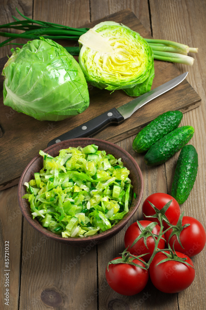 Vegetable salad and ingredients Vegetable salad and ingredients