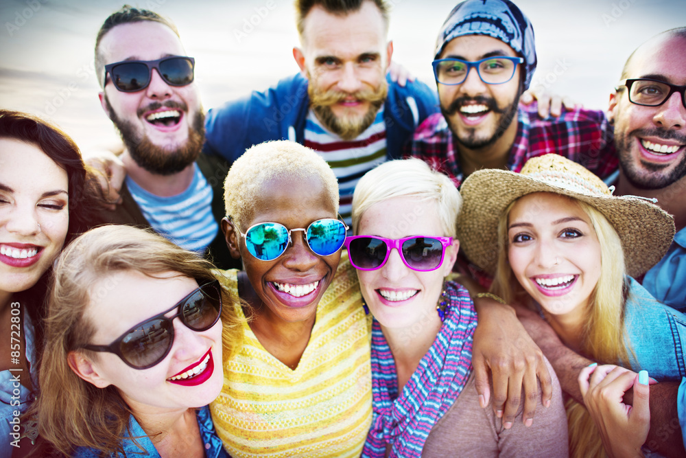 Friends Huddle Cheerful Union Summer Concept Friends Huddle Cheerful Union Summer Concept