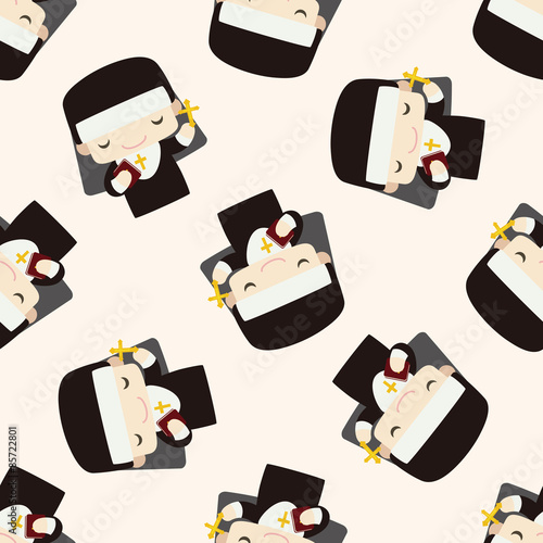 pastor and nun , cartoon seamless pattern background