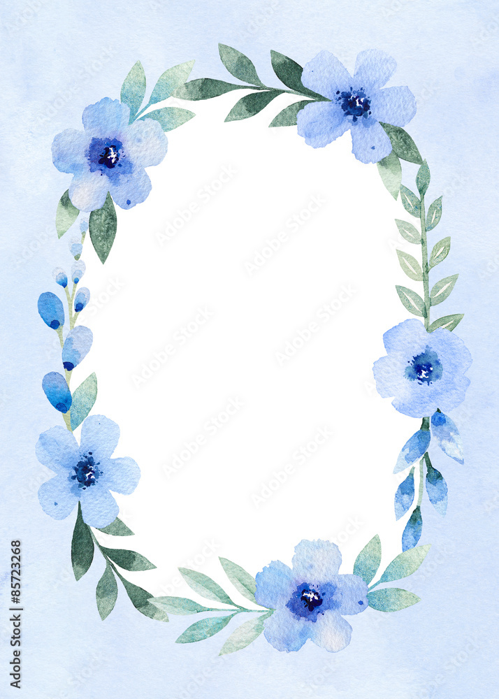 Obraz premium Watercolor floral frame. Perfect for greeting card or invitation
