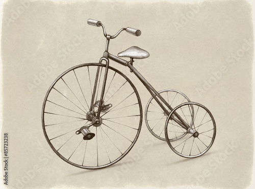 Pencil drawing of retro bicycle