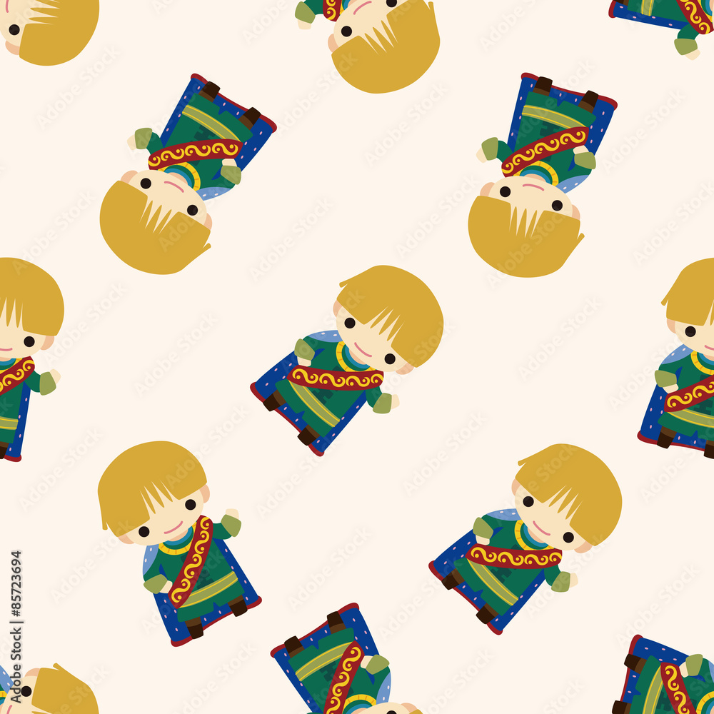 Obraz premium Medieval character cartoon , cartoon seamless pattern background