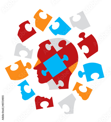 Puzzle head symbolizing Psychology