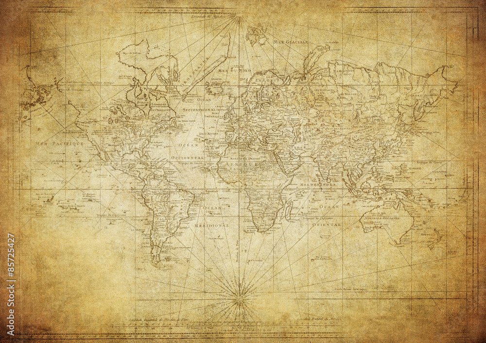 Naklejka premium vintage mapa świata 1778