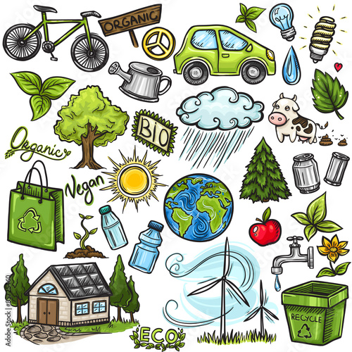 Doodles eco icon set