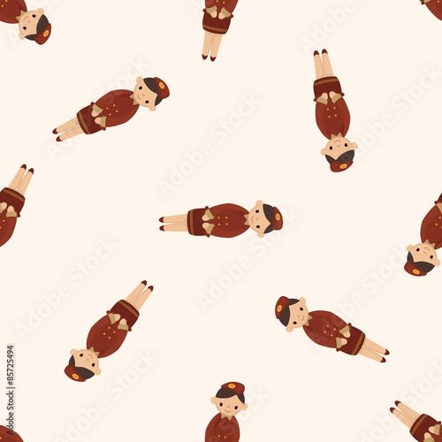 flight attendants , cartoon seamless pattern background
