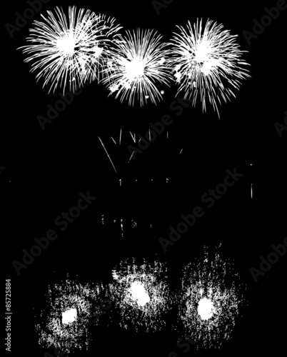 fireworks with reflection on lake